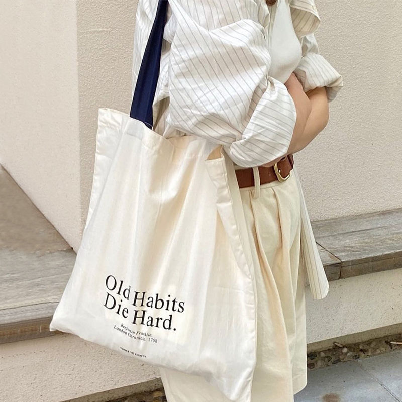 Canvas Backpack Casual - Basit Harfli Büyük Kapasiteli Tek Omuzlu